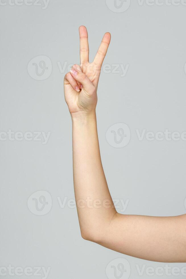 Young Woman Arm with Gesture close up photo