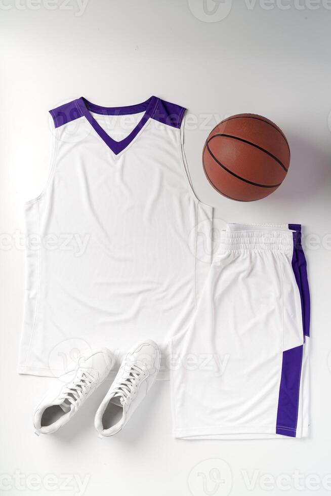 Basketball uniform on white background top view photo
