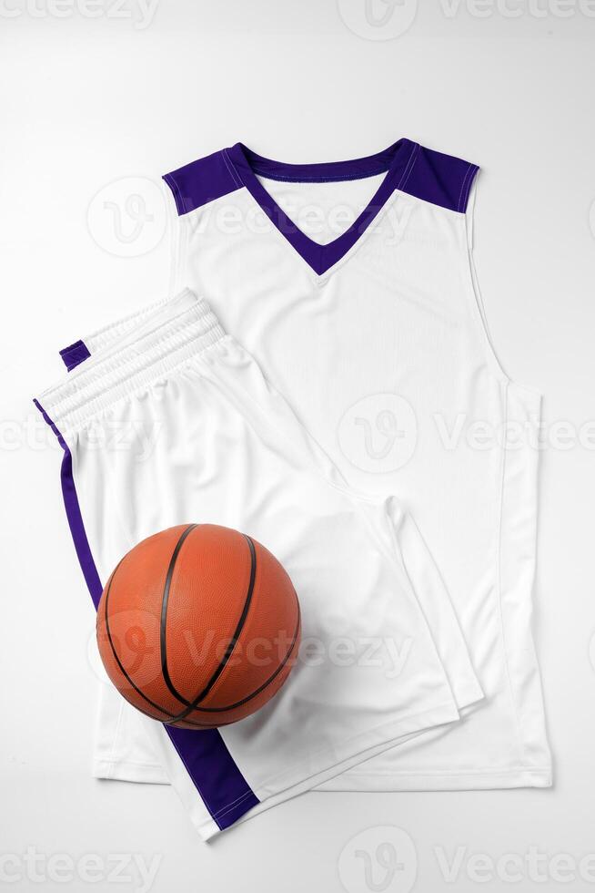 Basketball uniform on white background top view photo