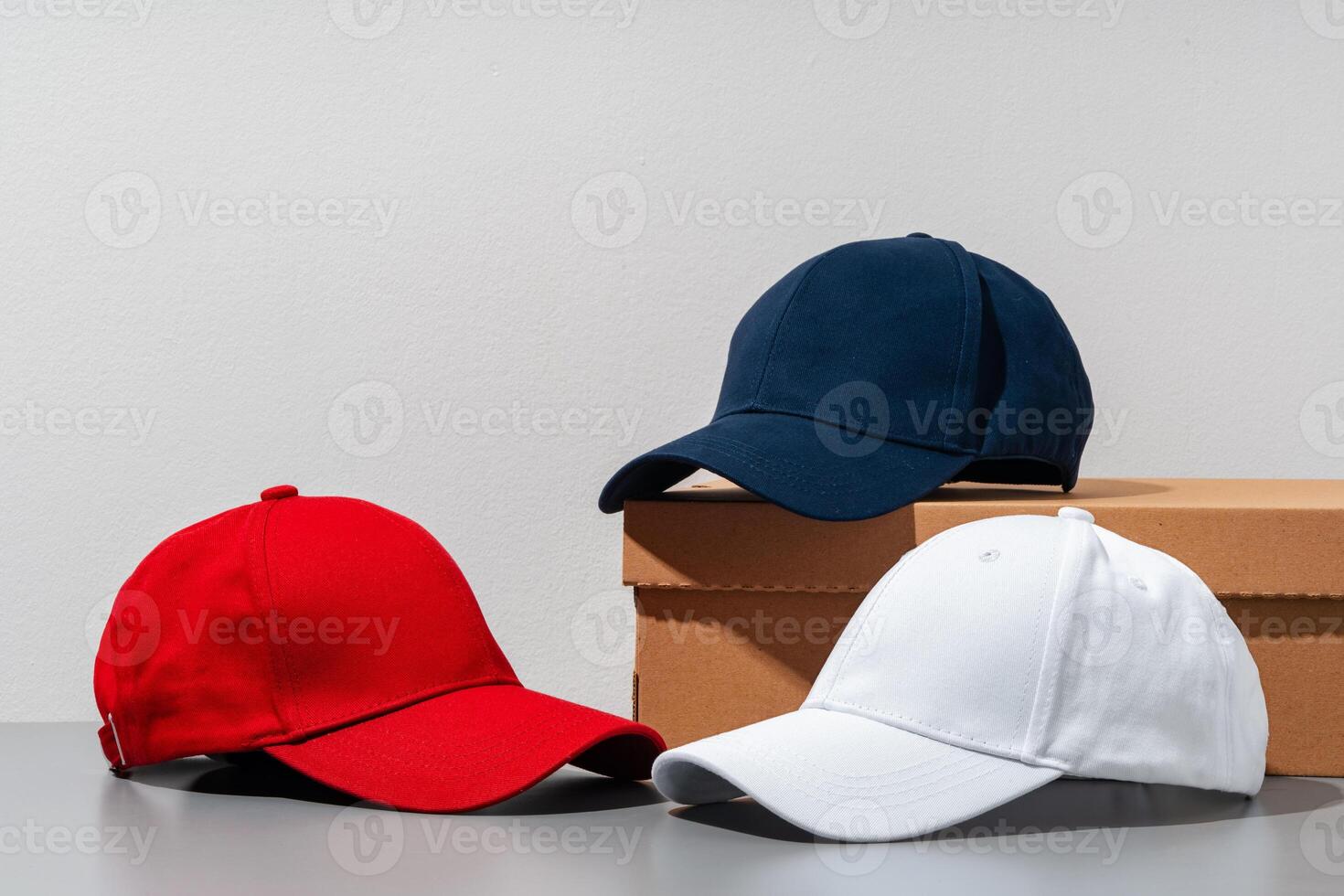 Baseball cap on gray background studio shot photo