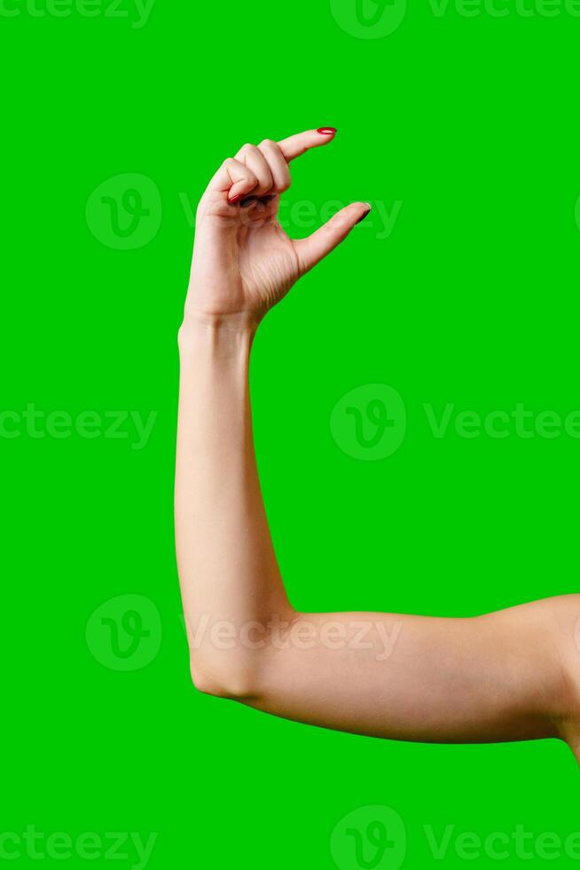Womans Arm Hand Sign Raised in the Air photo