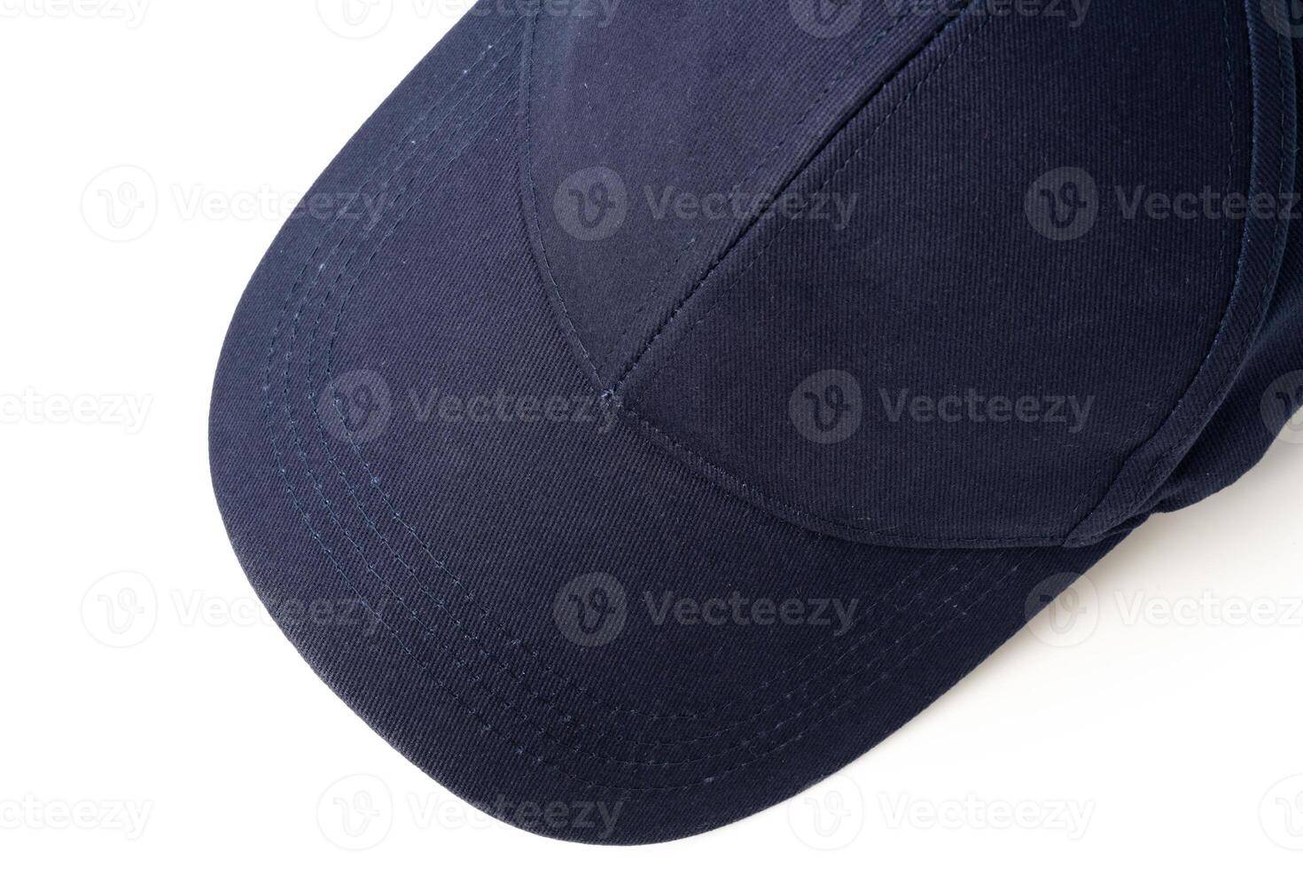 Navy Blue Baseball Cap on a White Background With Clear Lighting photo