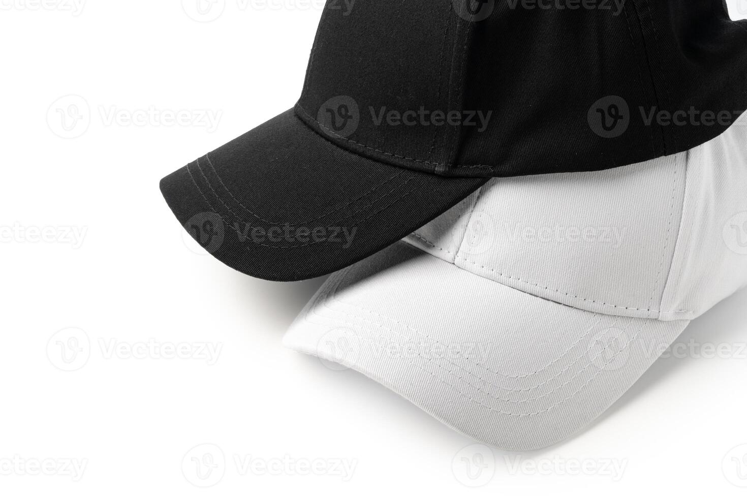 Two White and Black Hats on a White Background photo