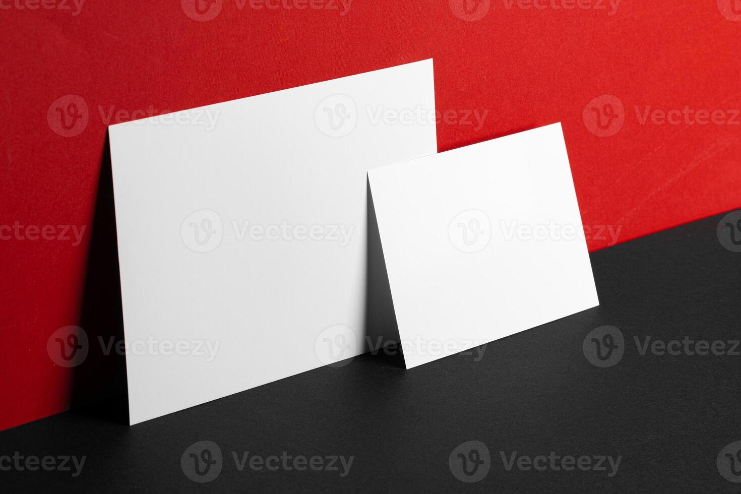 Business id cards mock up on paper background photo