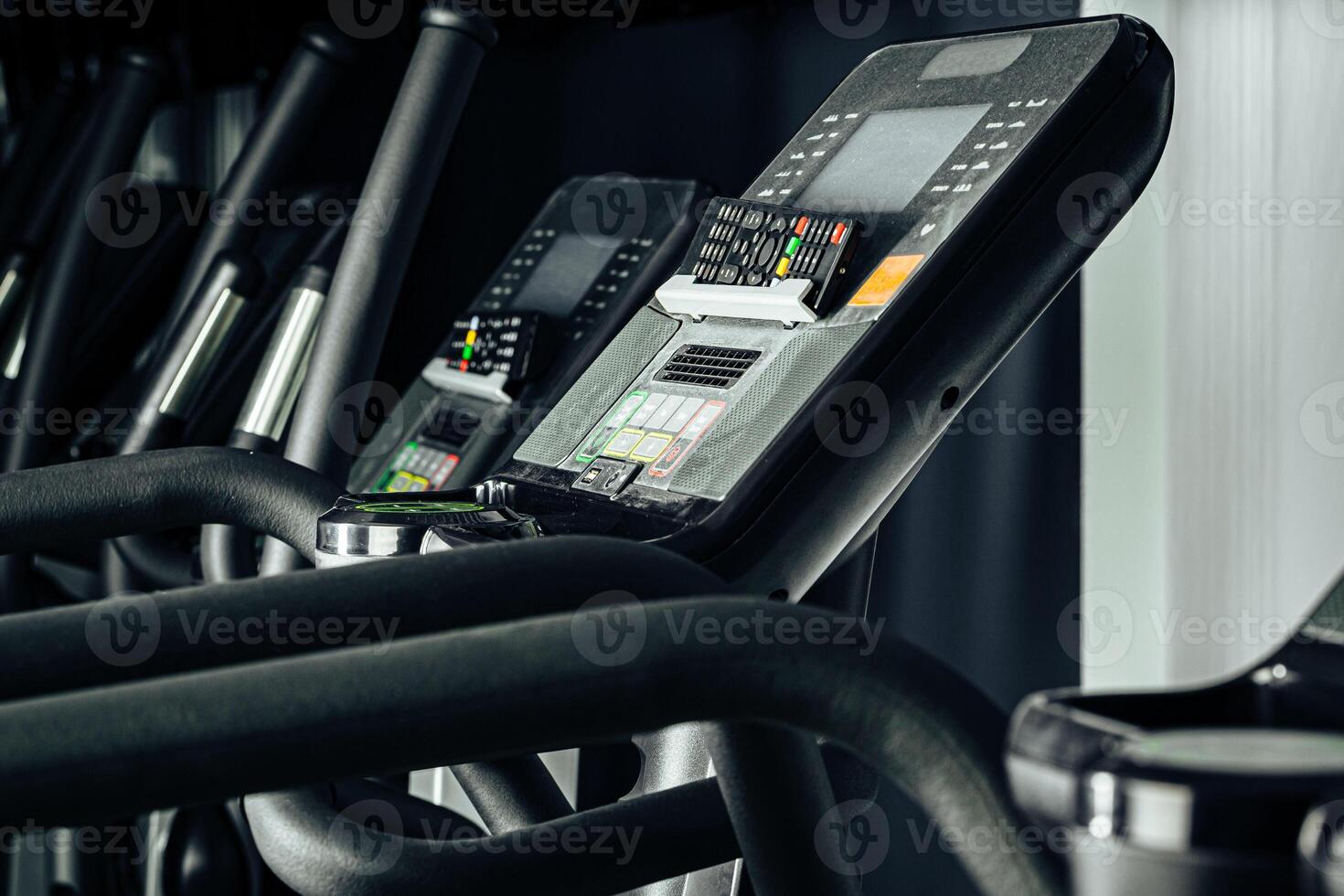 Treadmill screen in the new gym close up photo