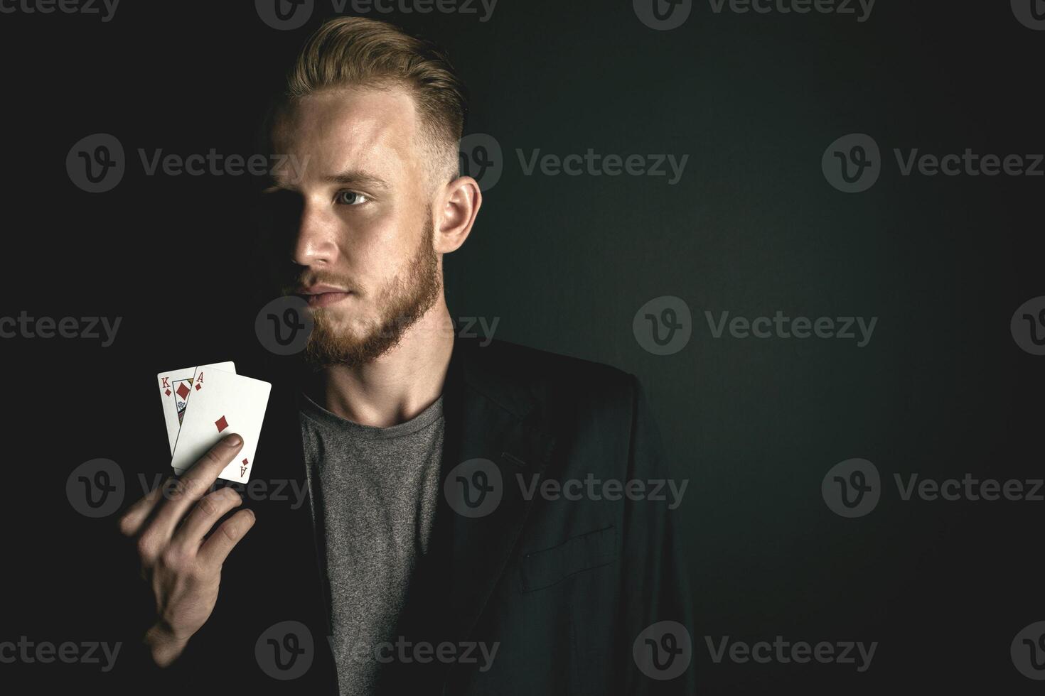 Man showing tricks with cards photo