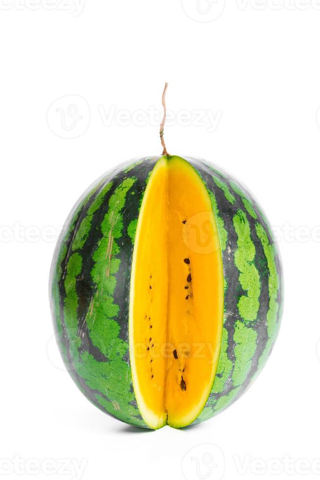 yellow watermelon on white background photo