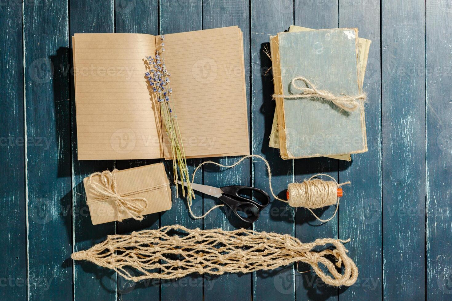 flowers with empty vintage notebook for your design photo