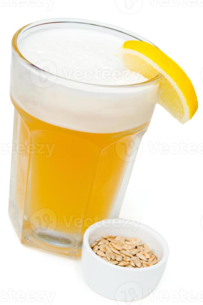 Light unfiltered beer with foam photo