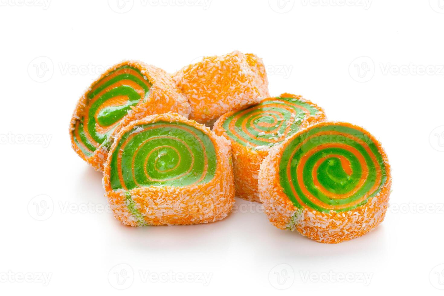 Tasty oriental sweets isolated on white photo