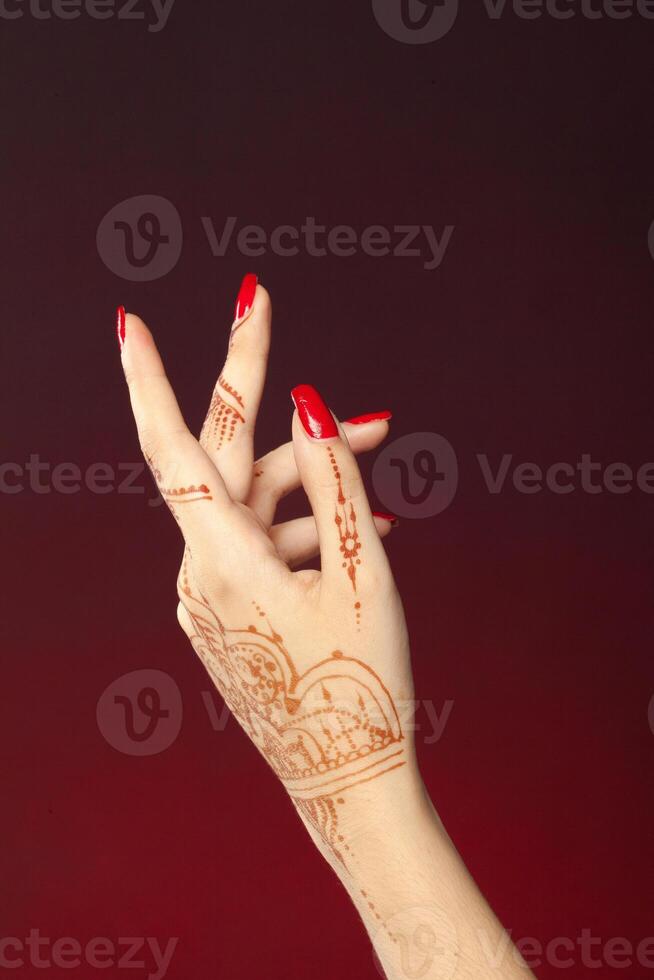 Woman Hands with mehndi photo