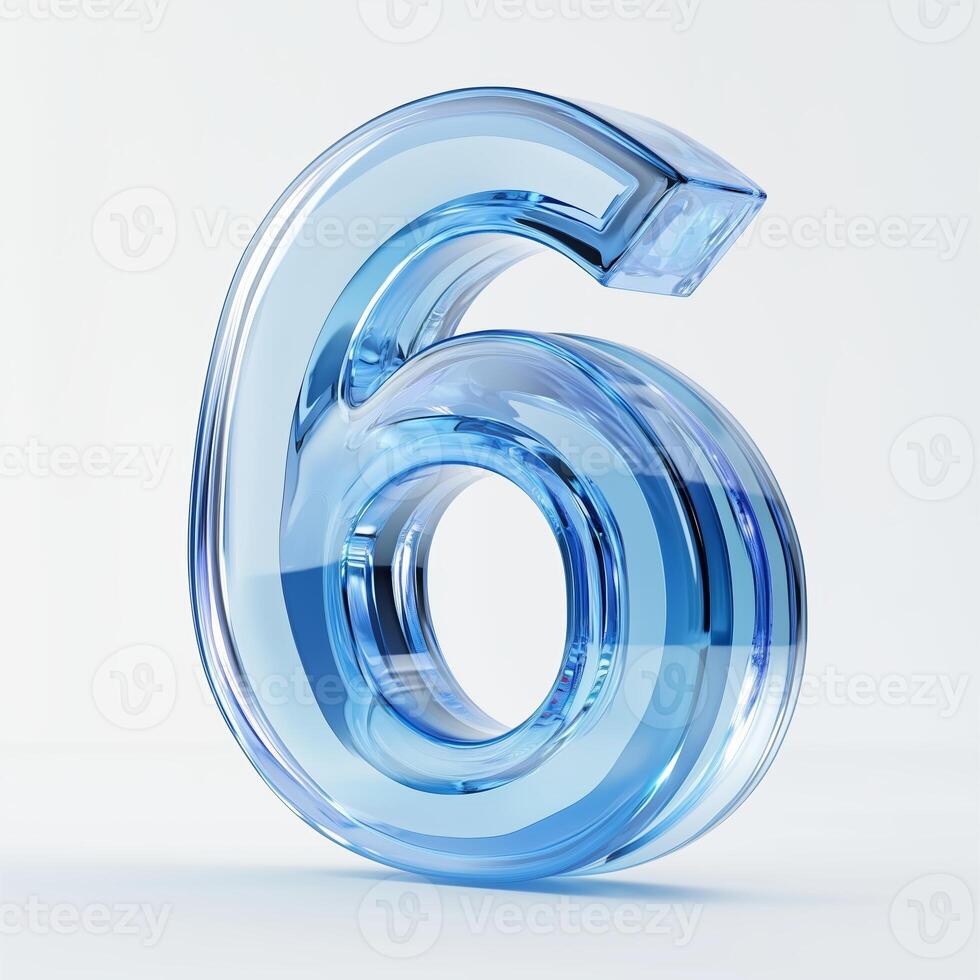 A clear blue number six design for modern decoration and branding displayed on a light background photo
