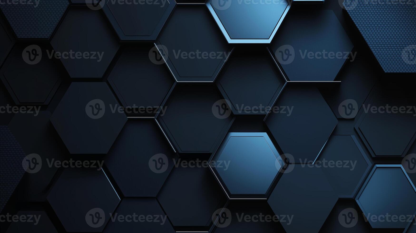 Dark hexagon pattern design featuring a sleek texture and varying shades created for modern backgrounds or wallpapers photo