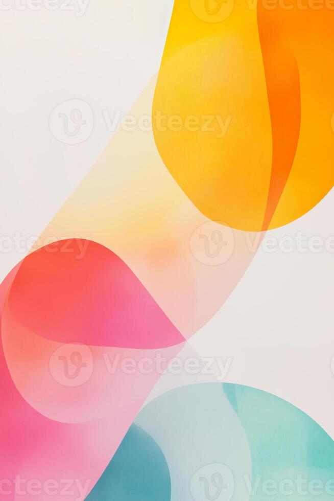 Colorful abstract composition with soft shapes blending together on a white background showcasing vibrant hues photo