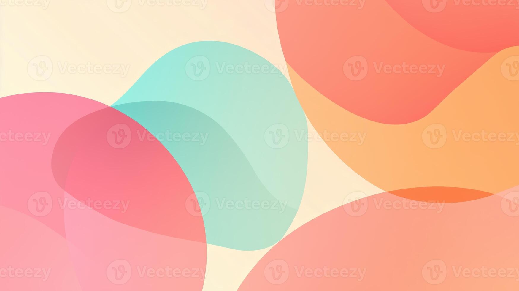 Colorful abstract shapes overlap creating a harmonious design with soft pastel tones on a light background photo