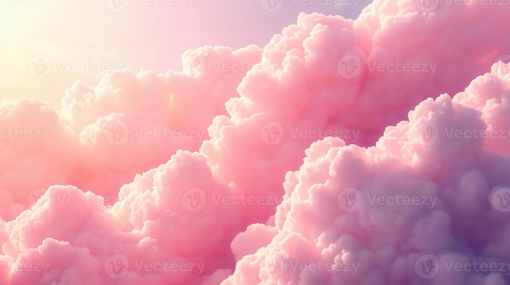 A tranquil view of pastel pink clouds illuminated by soft sunlight in the sky during the early evening hours photo