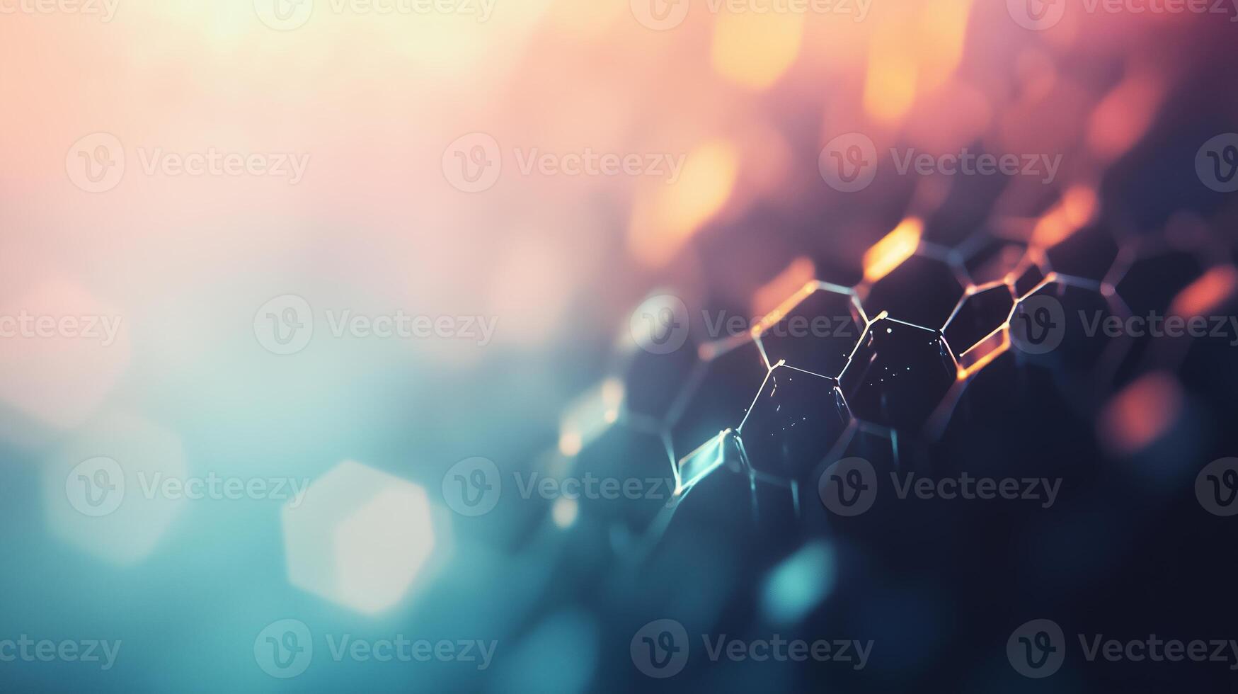 Abstract close-up of a hexagonal pattern with vibrant colors and soft lighting captured in a creative digital art form photo