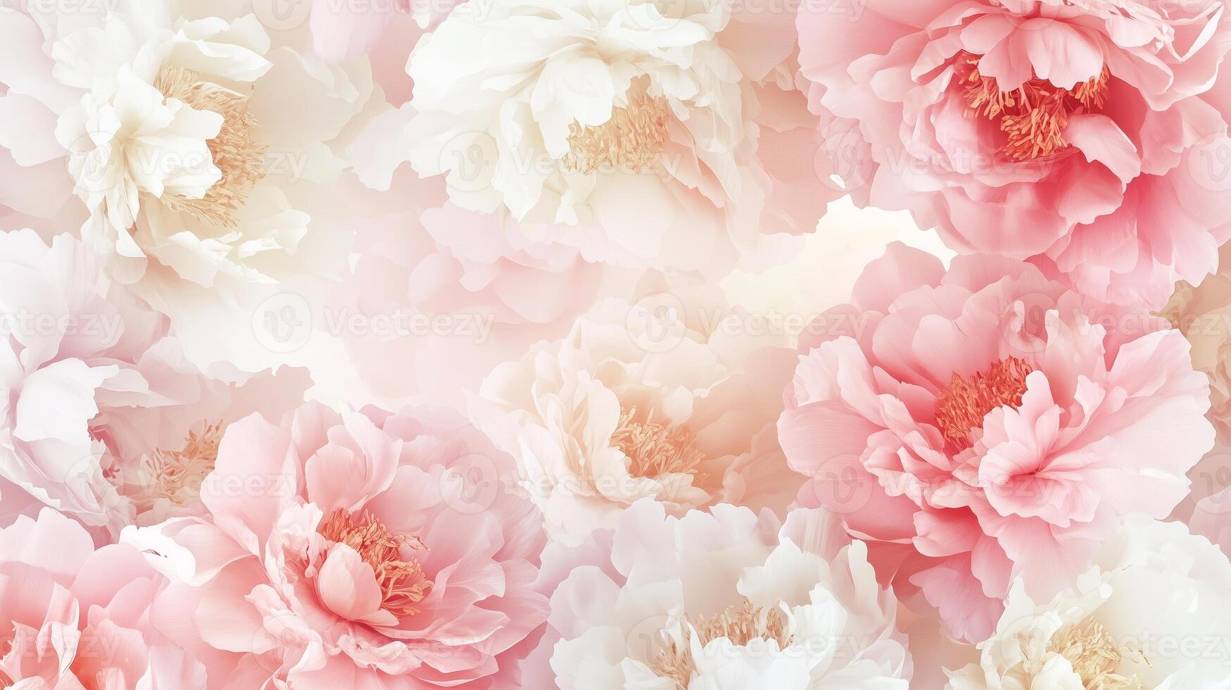 Soft pastel peonies blooming with delicate petals in a serene composition during springtime photo