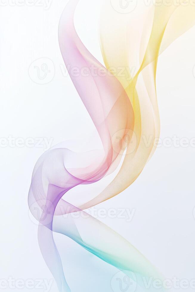 Colorful swirls of translucent fabric gently flowing against a light background, creating an ethereal and calming atmosphere photo