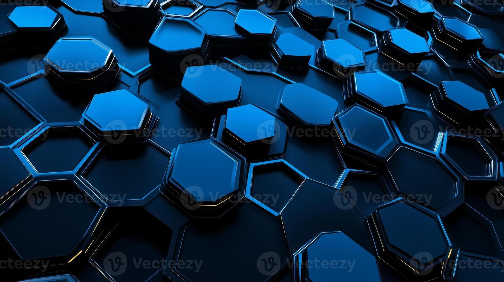 Abstract blue hexagonal pattern creating a modern texture in a digital landscape with depth and dimension photo