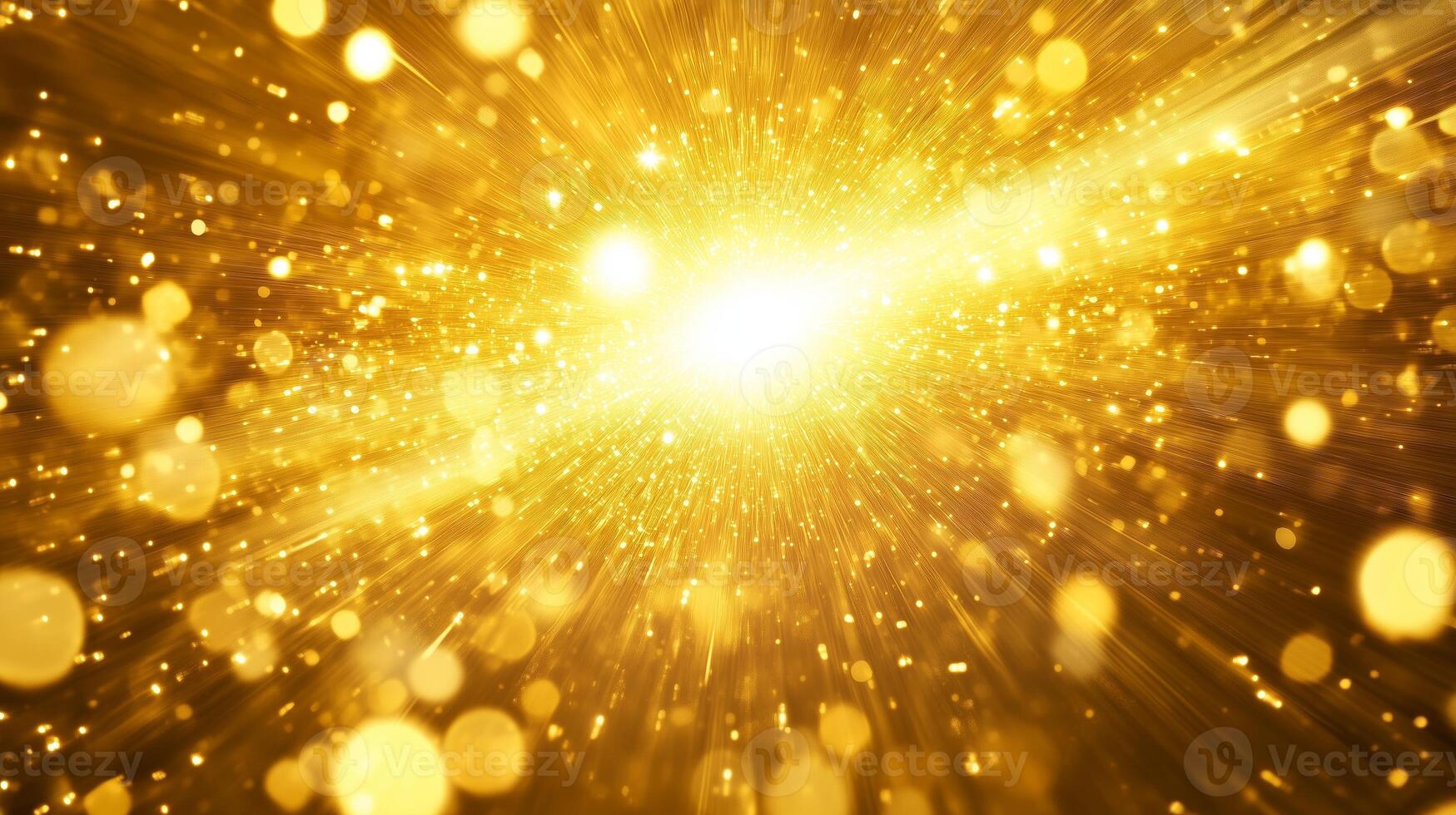 Vibrant burst of golden light radiating from the center, creating a dazzling effect against a dark background photo