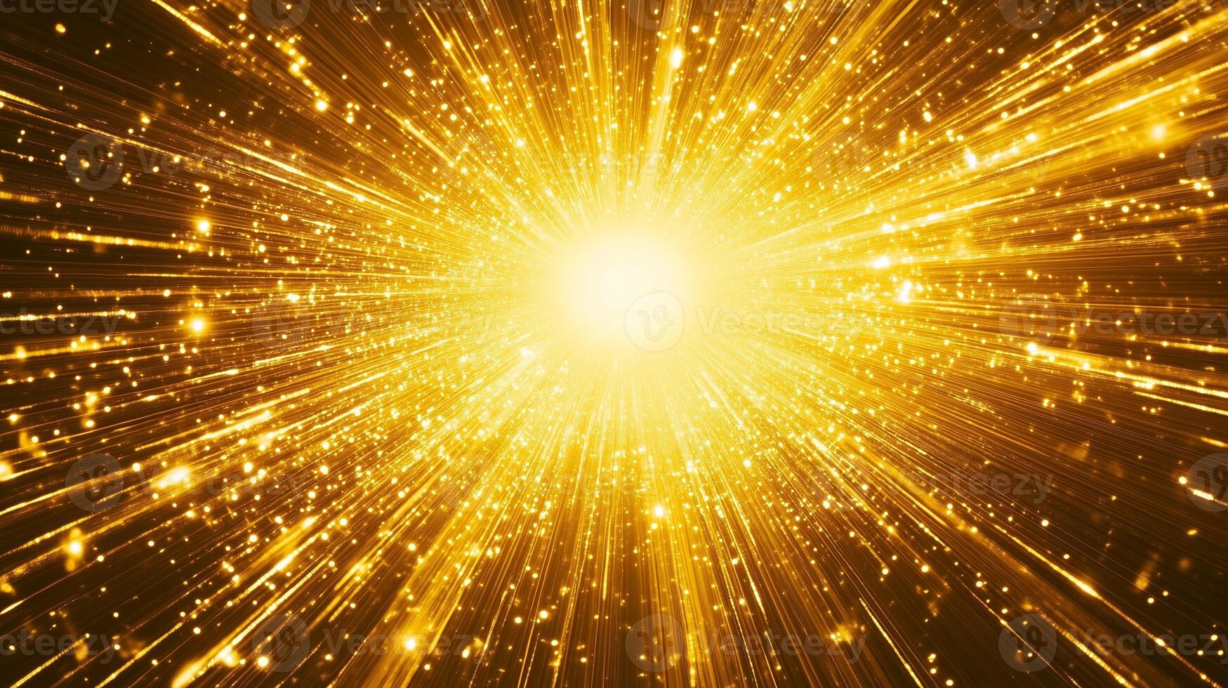 Golden explosion of light and shimmering particles in a dark background, creating a vibrant visual effect during the night photo