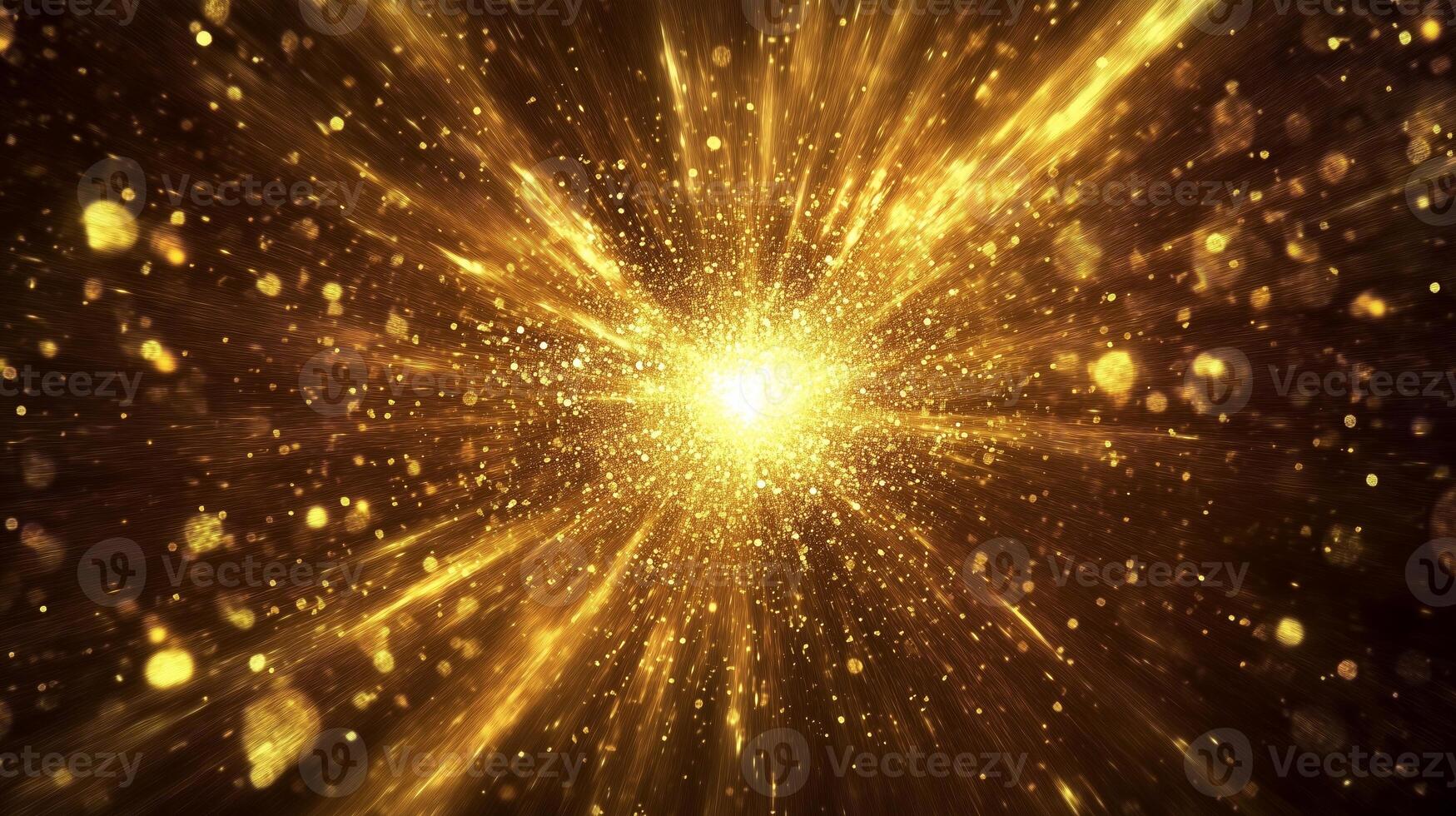 Golden explosion of light and particles in a dynamic display of energy and motion photo