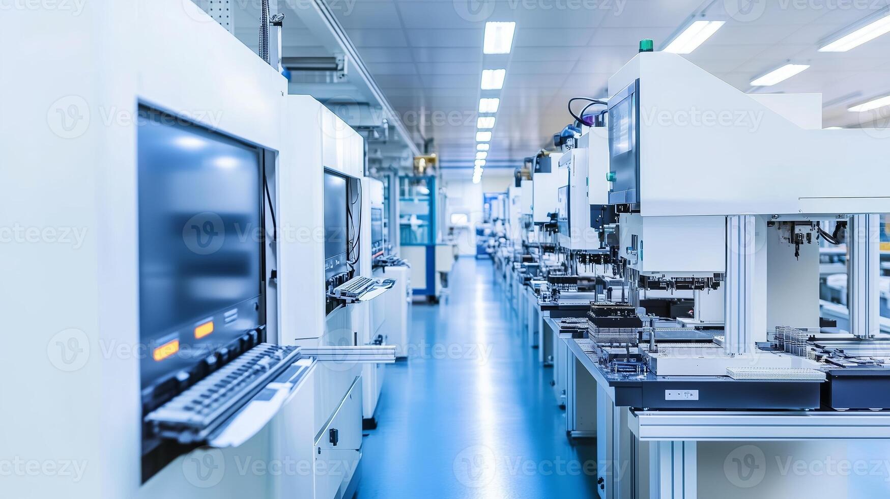 High-tech manufacturing facility showcasing advanced machinery and equipment in a modern production line environment photo