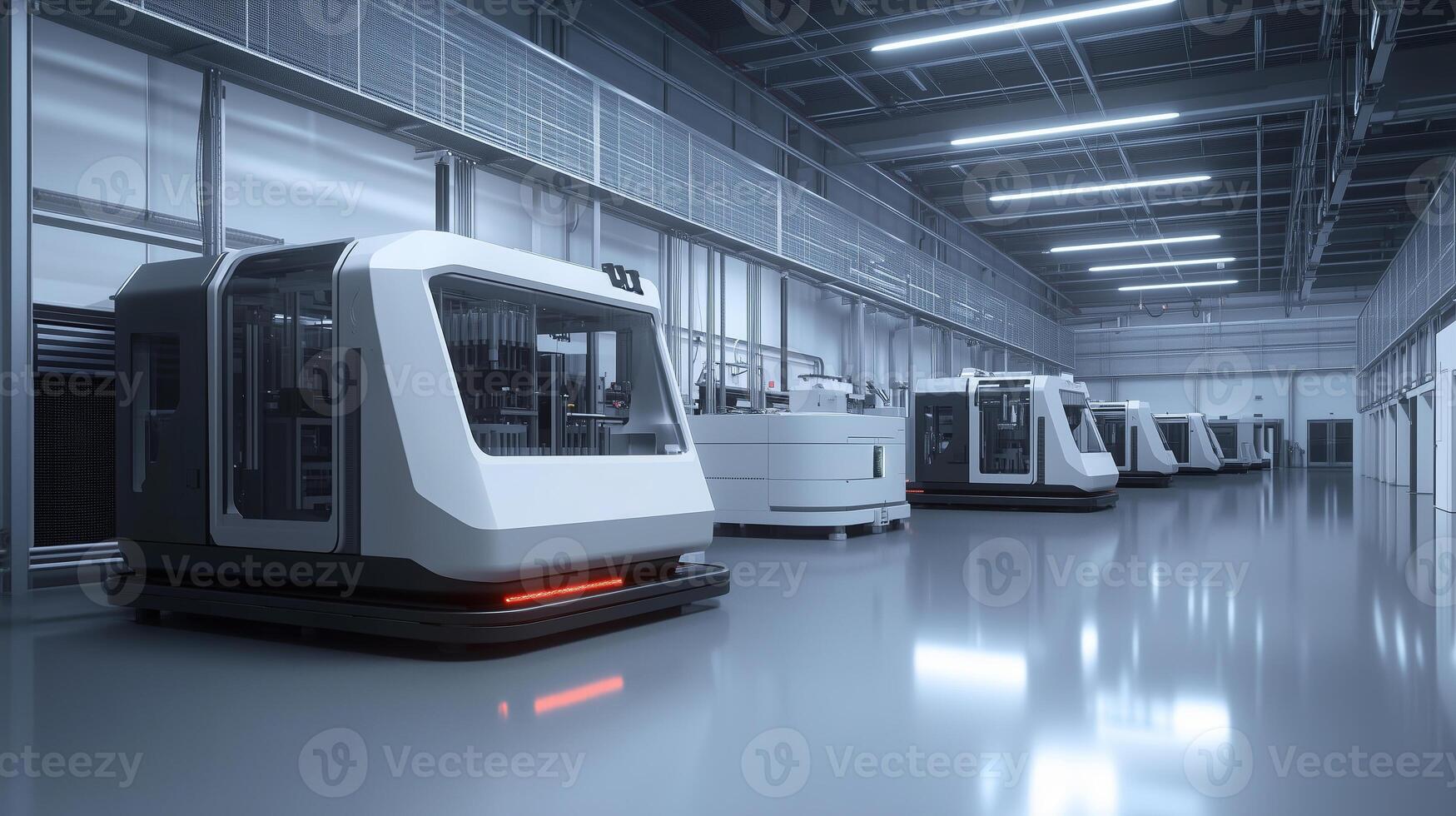 High-tech automated manufacturing facility with advanced machinery during daytime operations photo