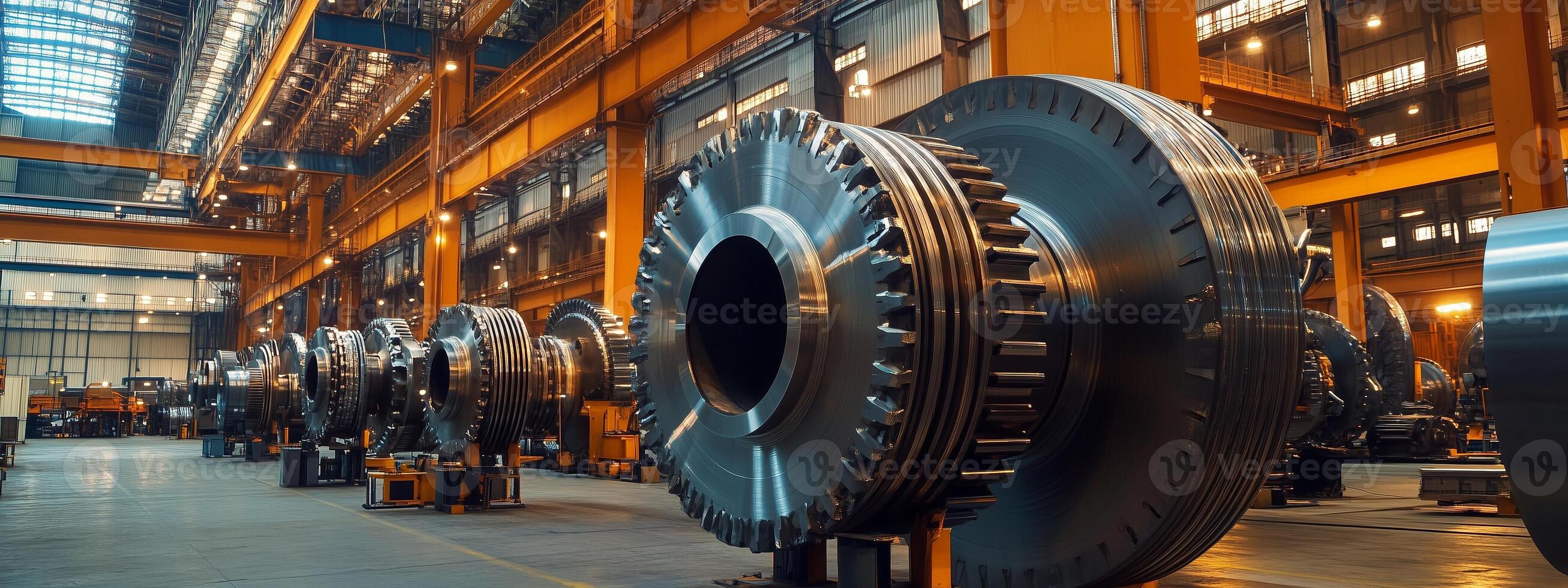 Large industrial machinery in a manufacturing facility showcasing advanced engineering in a well-lit workshop environment photo