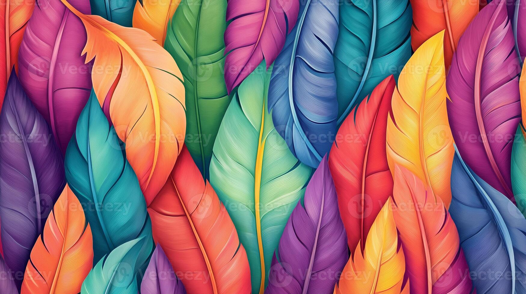 Colorful and vibrant leaves overlapping in a beautiful pattern, showcasing artistic design with various hues and shades photo