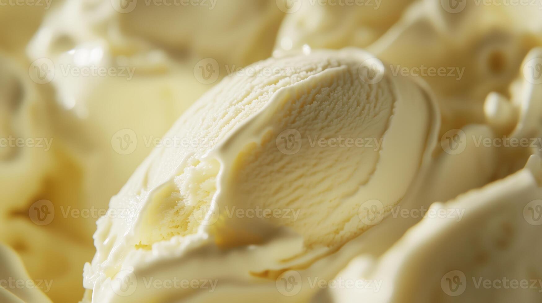 Delicious scoop of creamy vanilla ice cream on a background of smooth, swirled ice cream texture photo