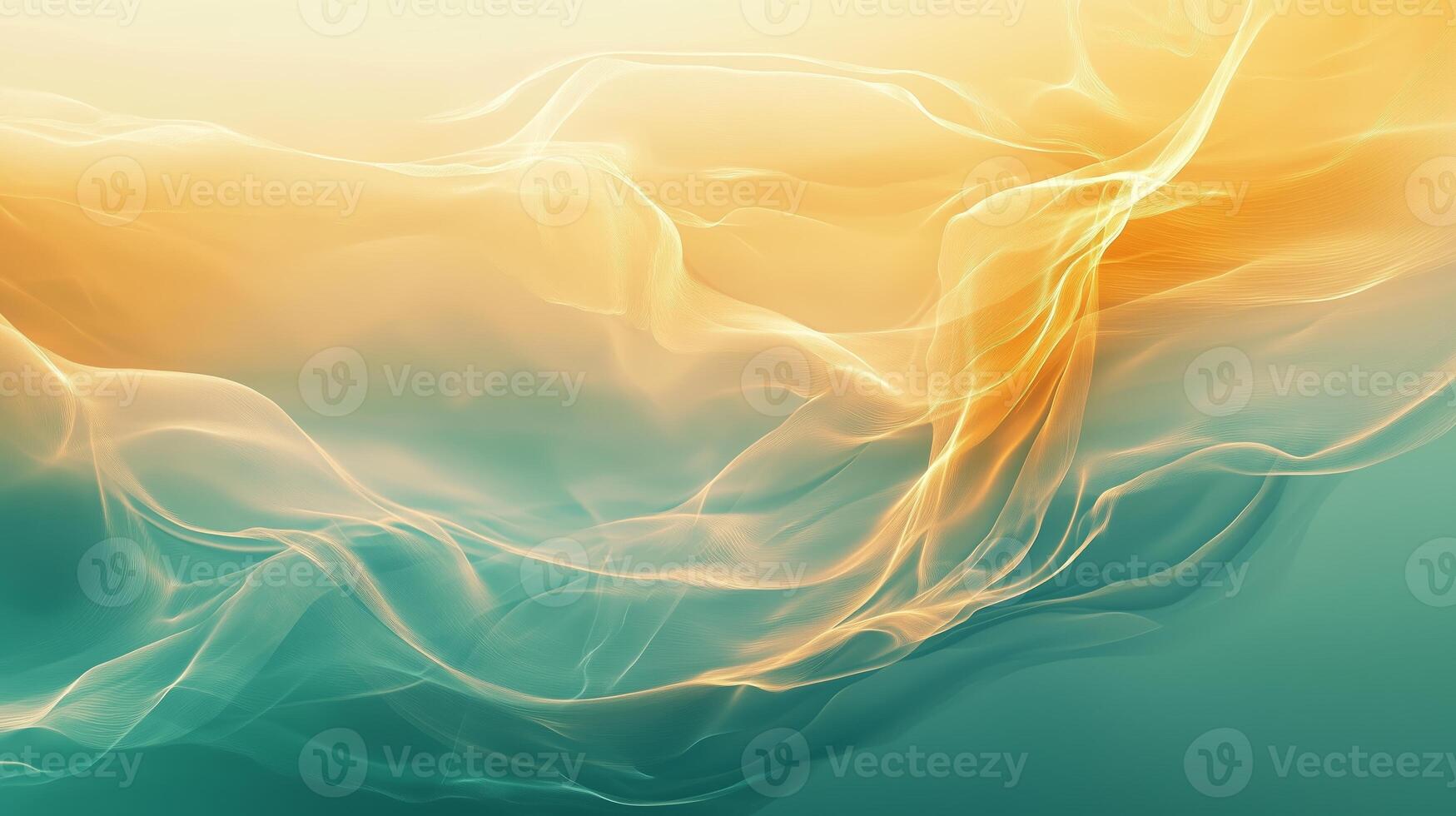 Ethereal wisps of light and color blend in a serene display of warm and cool tones, creating a tranquil atmosphere photo
