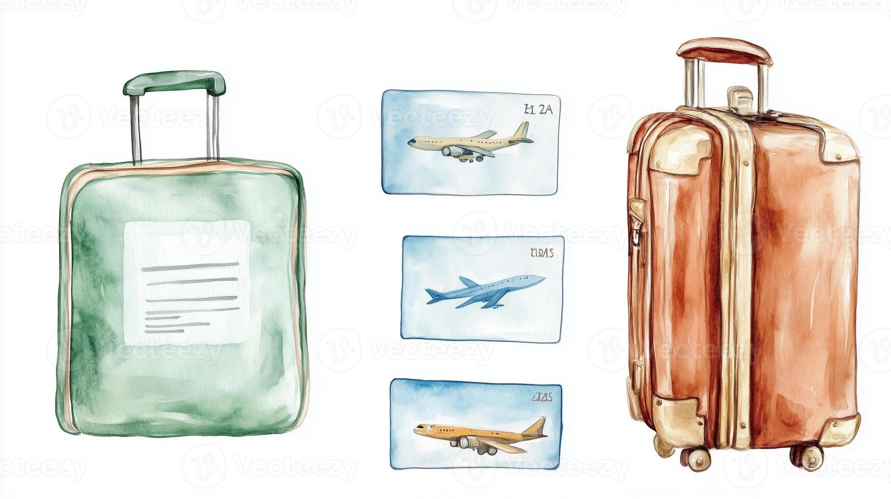 Travel essentials with suitcases and boarding passes for a journey awaiting adventure photo