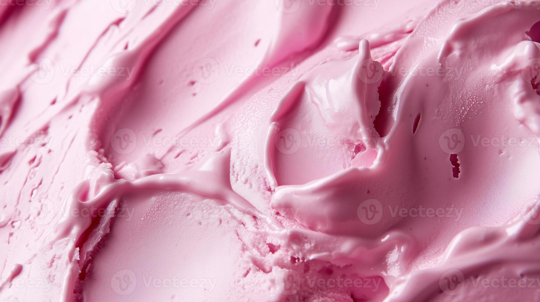 Delicious pink ice cream swirled with creamy texture in an enticing dessert display at a summer festival photo