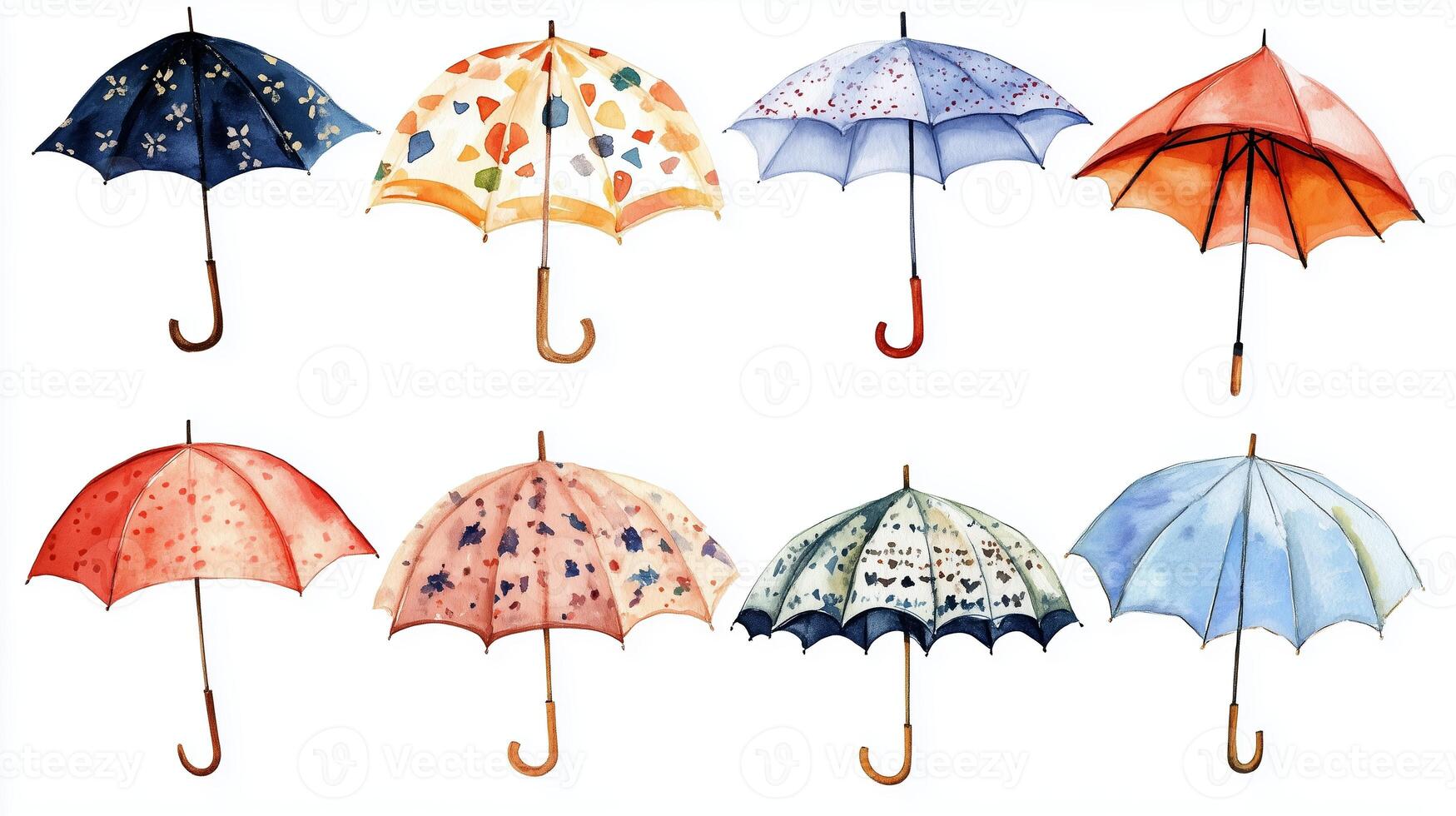 A collection of colorful umbrellas displayed in a creative arrangement, showcasing various patterns and designs photo