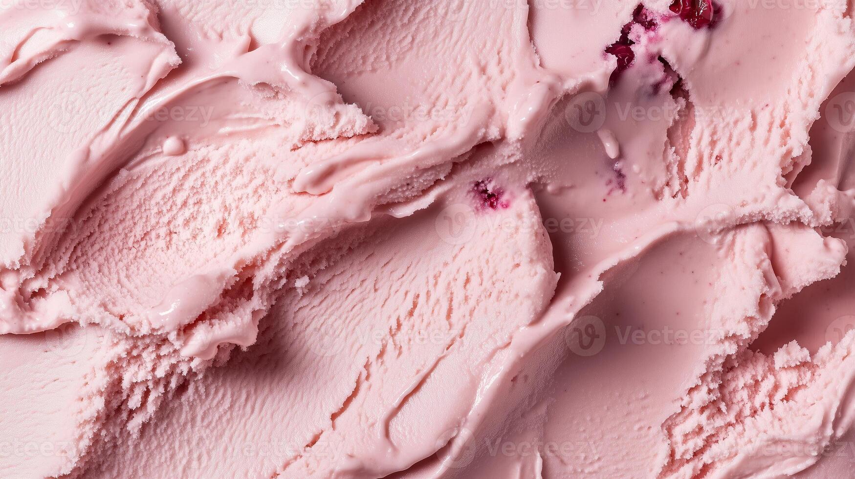 Delicious strawberry ice cream texture revealing creamy swirls and fruity inclusions captured in a close-up shot photo