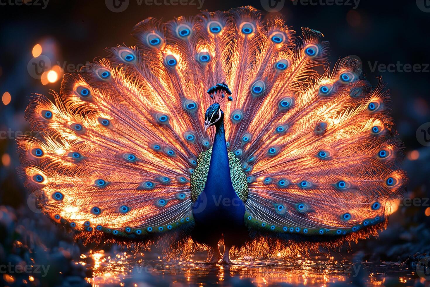 A Peacock dancing in the beautiful background photo