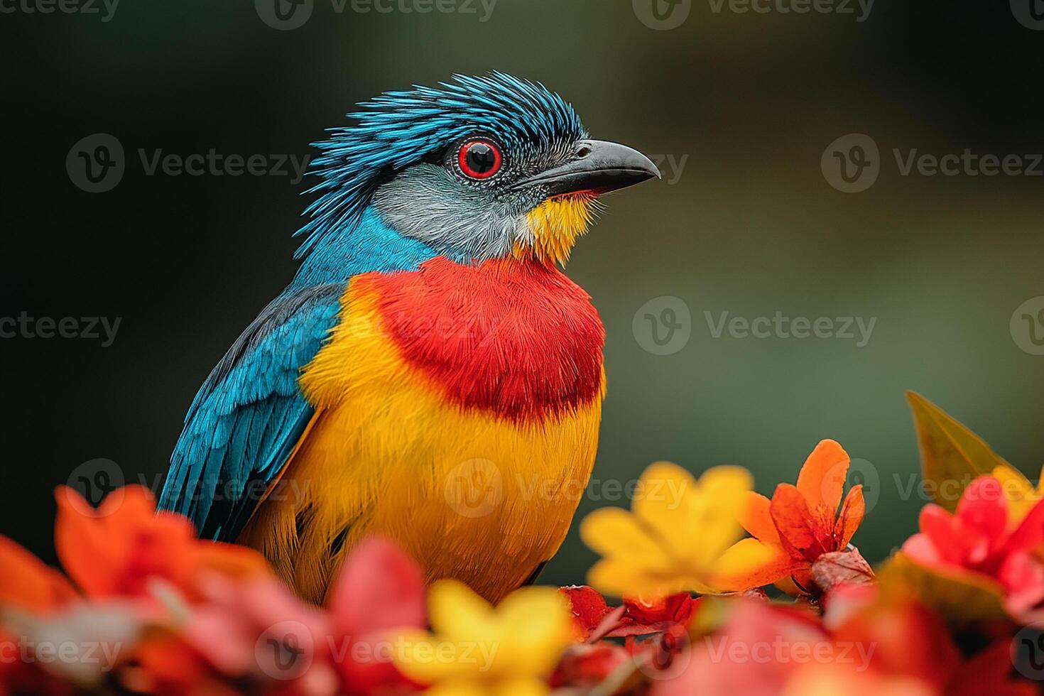 A Quetzal Pharomachrus mocinno male bird beautiful background photo