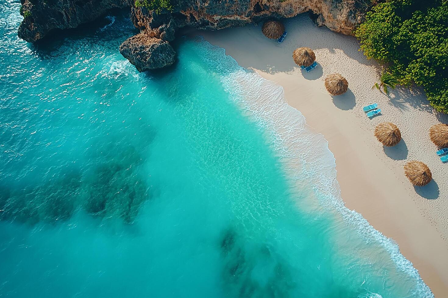 Eagle Beach Aruba top view beautiful photo