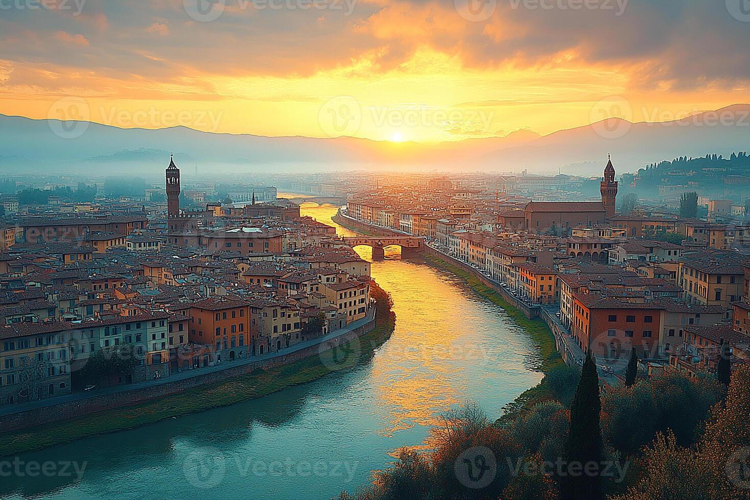Florence Italy city top view photo
