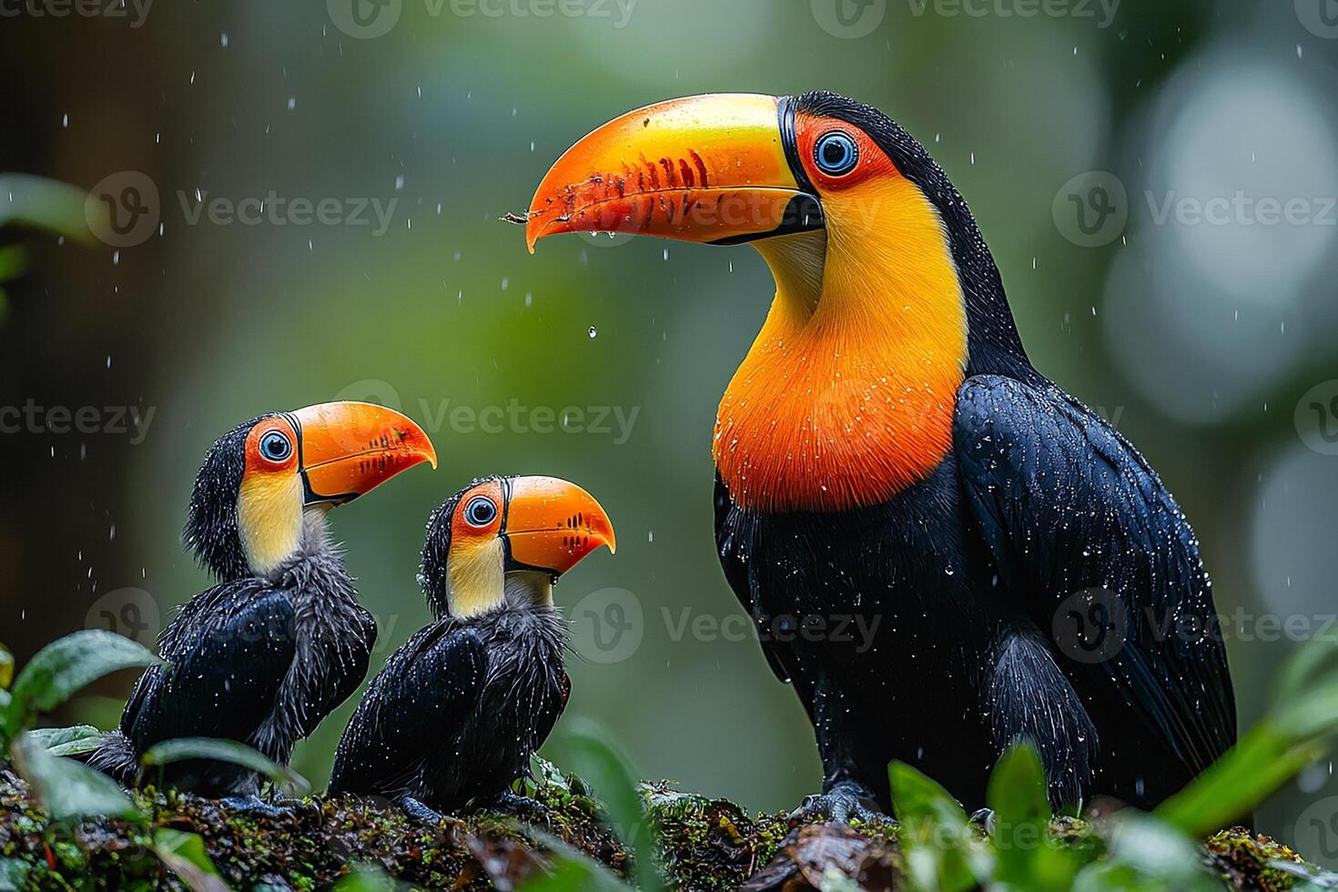 Tow toco toucan playing beautiful background photo