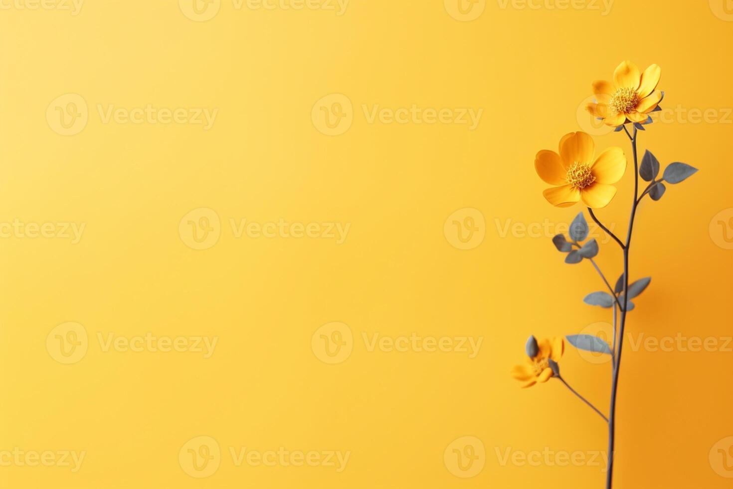 yellow spring flower empty space with yellow background photo