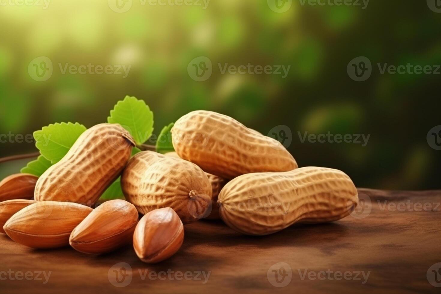realistic realistic peanut kernels with leaves closeup photo