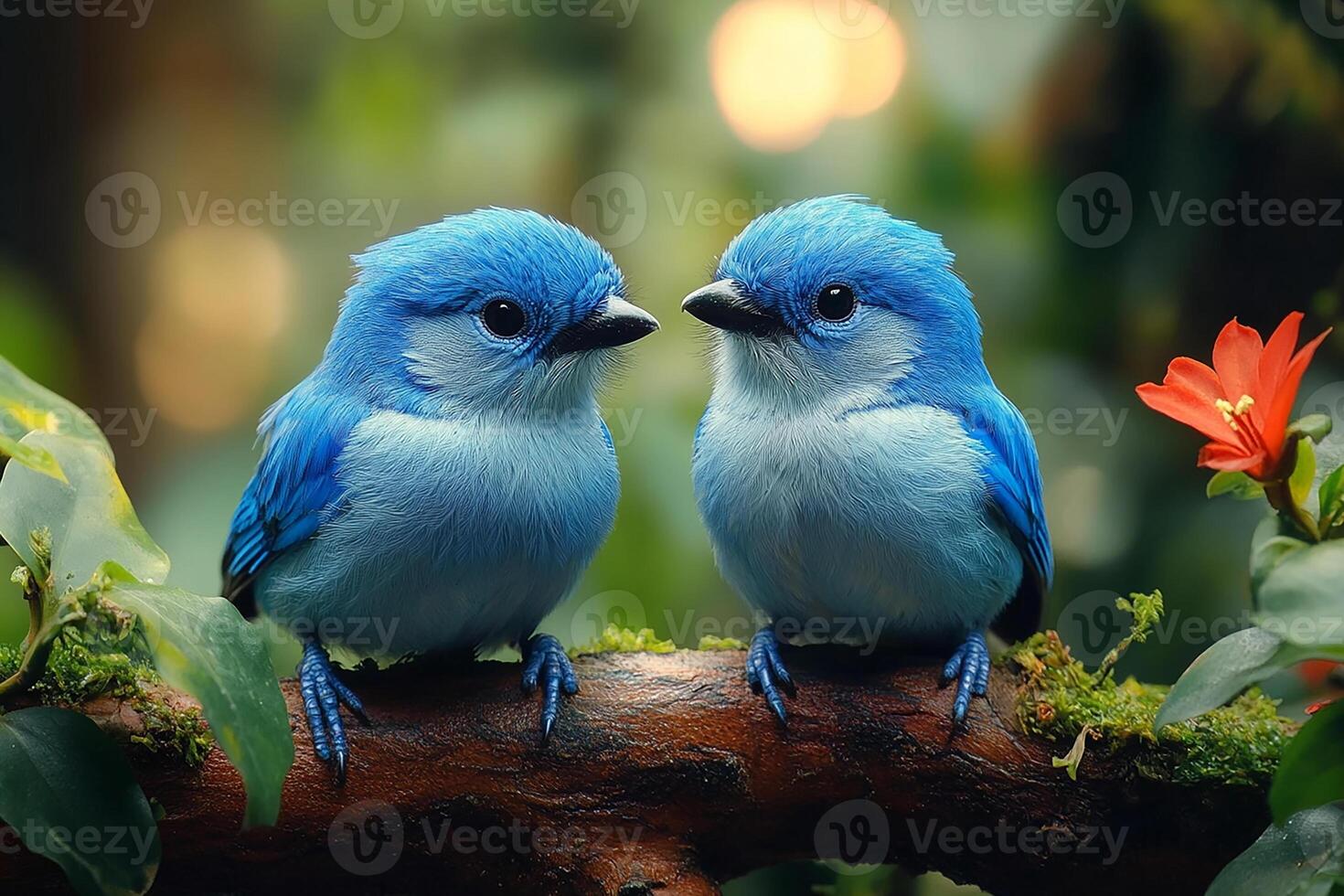 tow Blue Jay love in the Brazil forest beautiful background photo