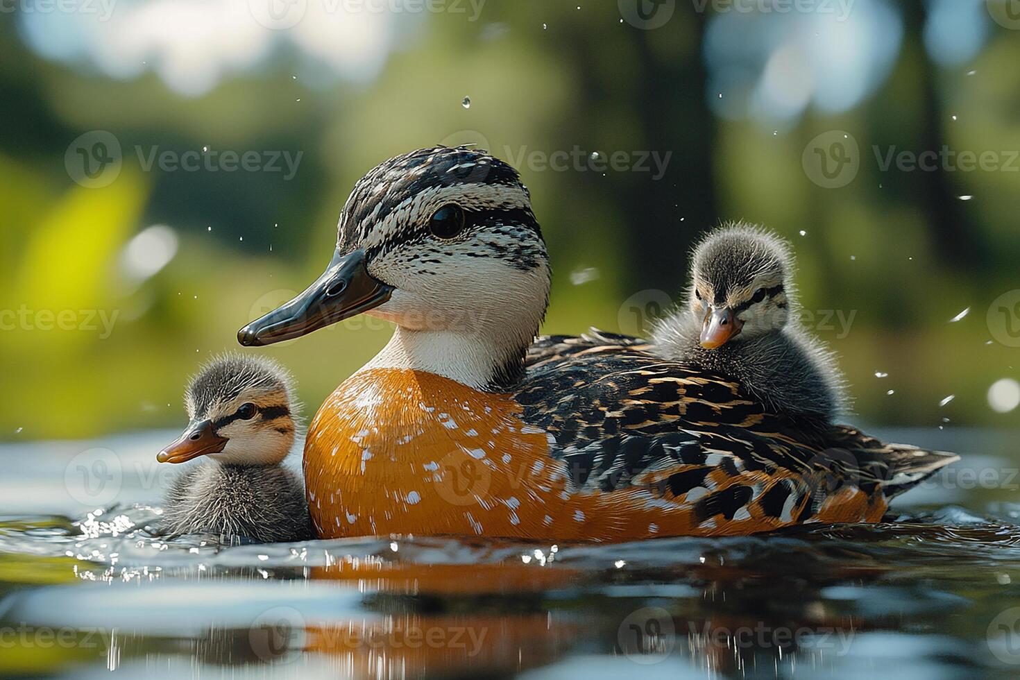 Tow Northern Shoveler Bird playing with beautiful background photo