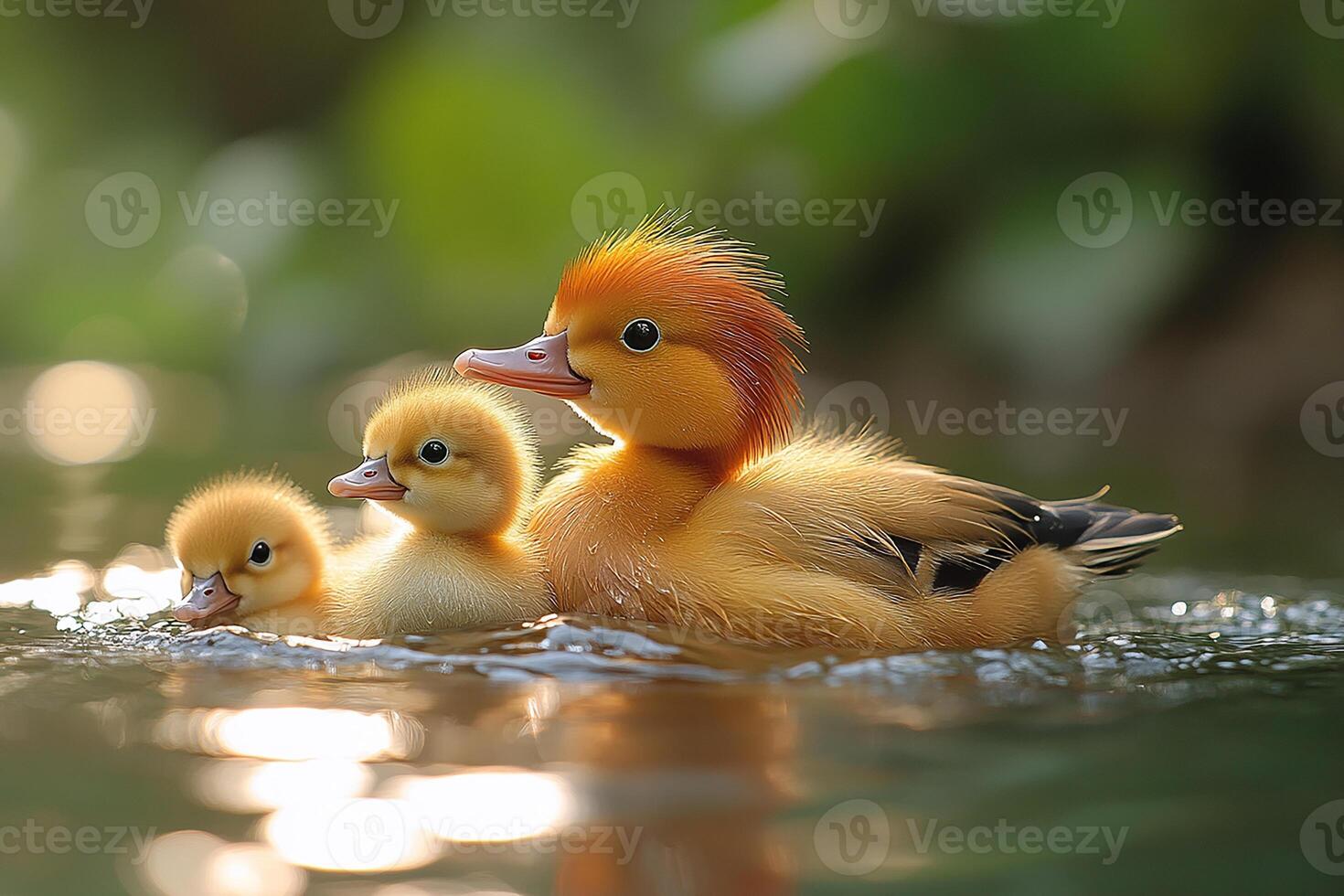 Tow Mandarin Duck playing beautiful background photo