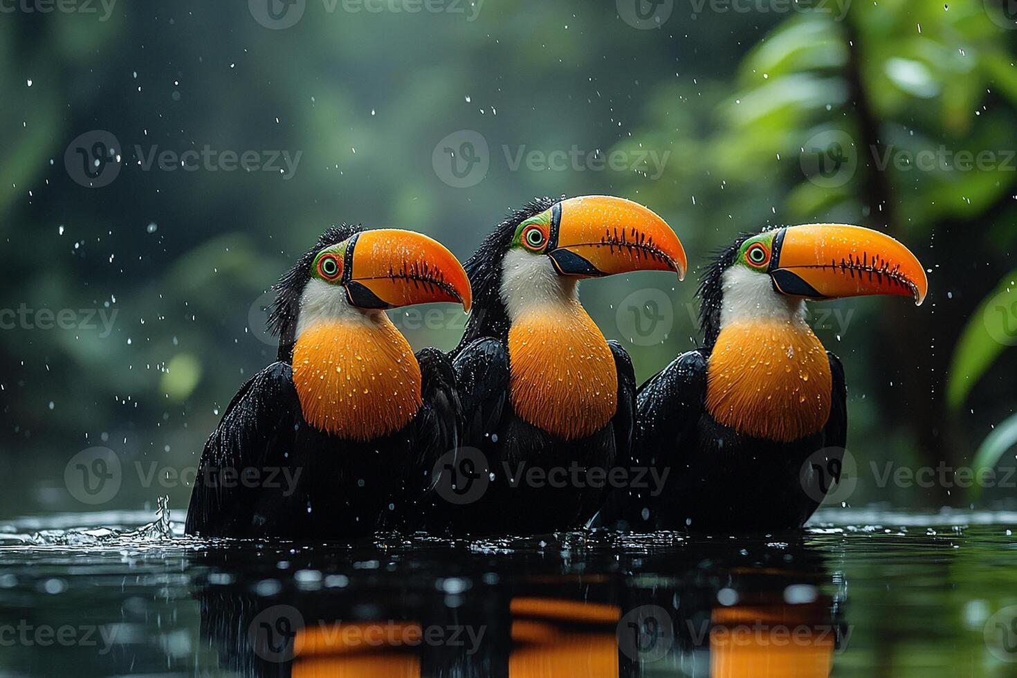 Great Hornbill group is swearing water in the Brazil beautiful background photo