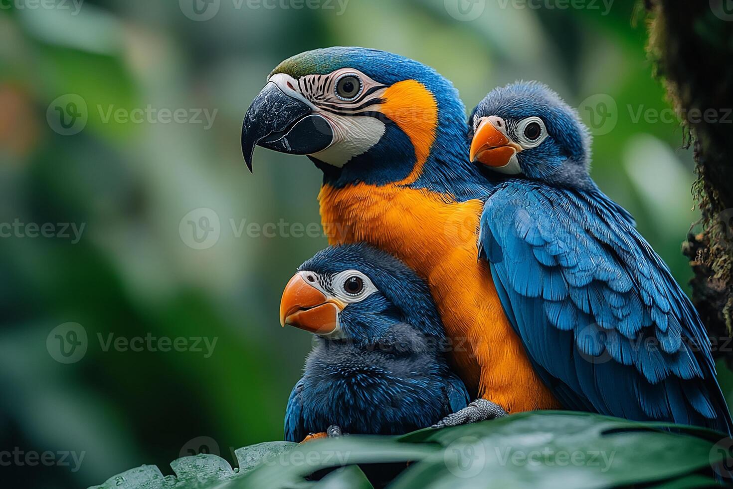Tow Panguine Bird playing with family beautiful background photo