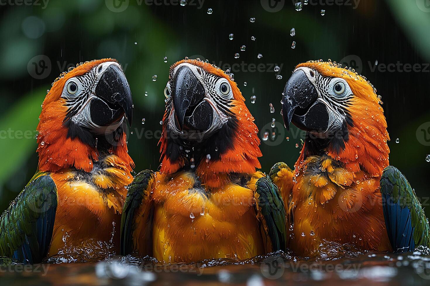 Kea Bird group is swearing water in the beautiful background photo